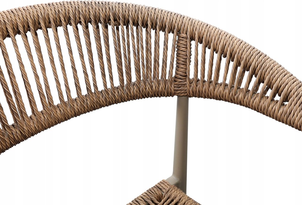 Krzesło Ogrodowe Beżowe 56x60x78 cm Plecione Sznurki Nowoczesne Wytrzymałe