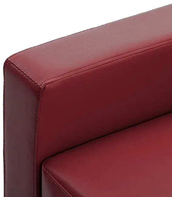 3-osobowa sofa z ekoskóry z podnóżkiem winna czerwień - Lencor 4Q