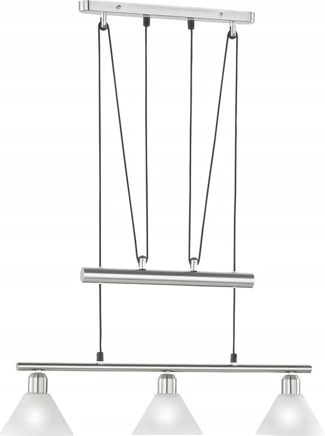 Lampa wisząca w kolorze srebra ze szklanym kloszem Stamina – Trio