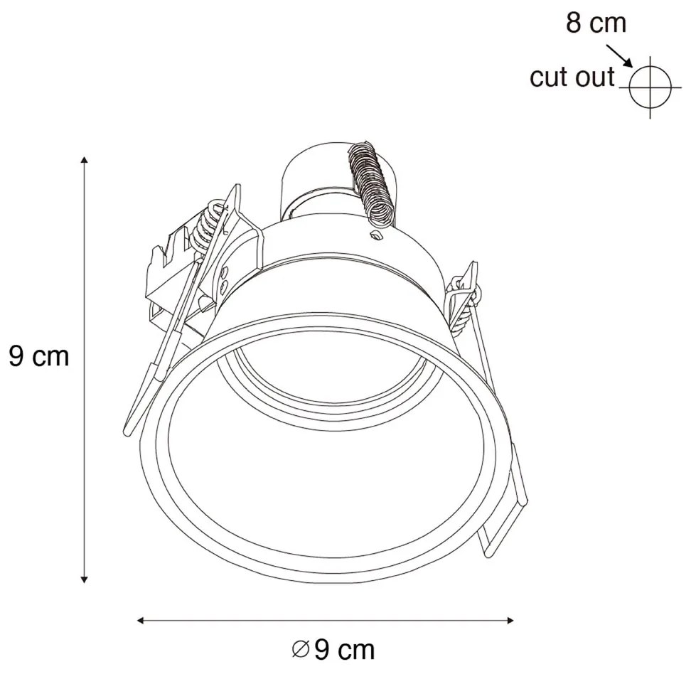 Set van 6 moderne inbouwspots zwart met goud GU10 50mm IP44 - Dept
