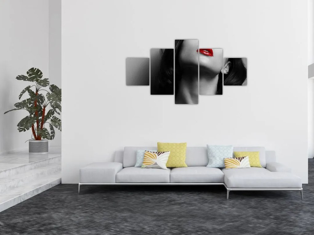 Obraz - Portret kobiety z czerwoną szminką (125x70 cm)