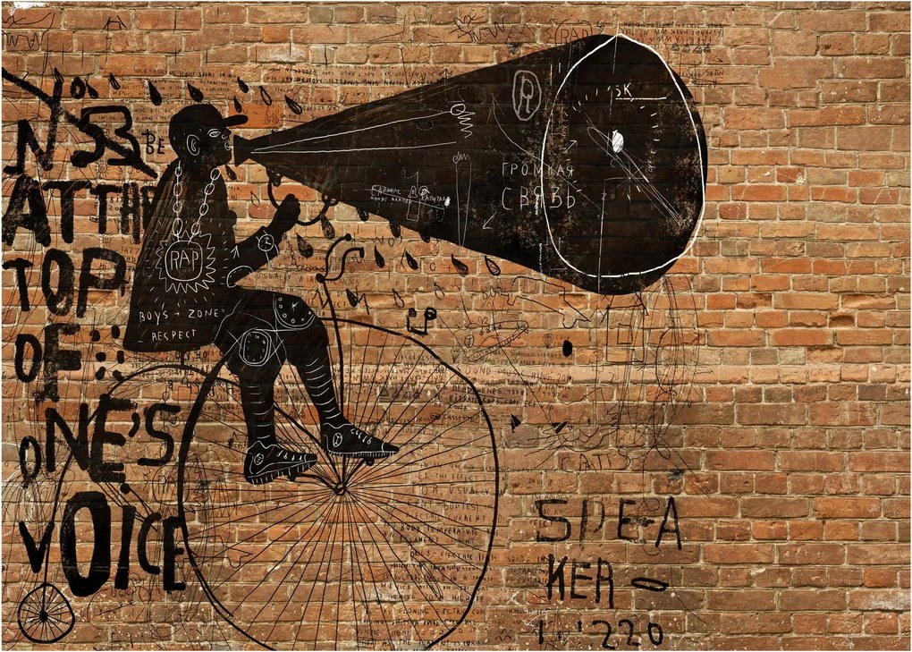 Obraz na szkle - Mężczyzna na rowerze w stylu Banksy (70x50 cm)