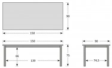 CONCEPT FSC - stół ogrodowy z blatem tekowym 150 x 90 x 75 cm