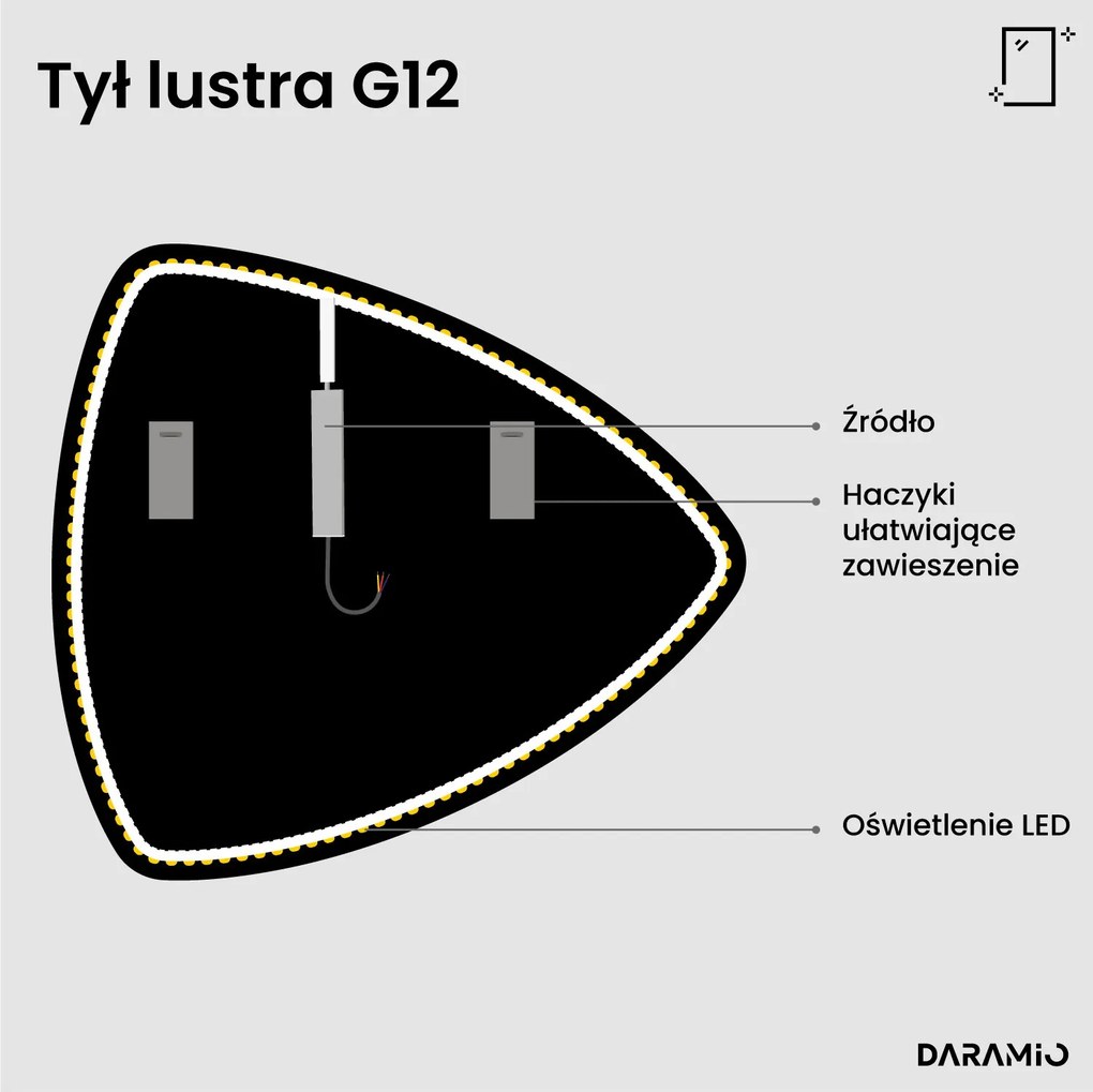 Trójkątne lustro łazienkowe LED G12