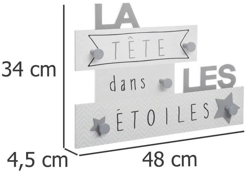 Wieszak ścienny dla dzieci GWIAZDY, 48 x 34 cm