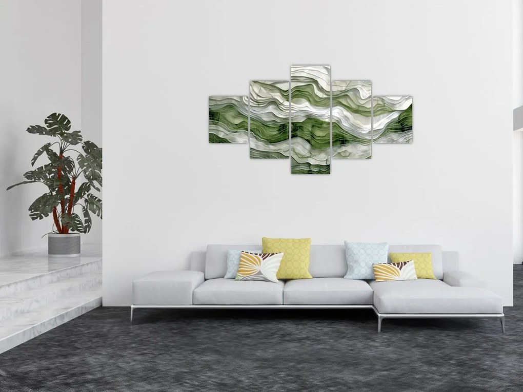 Obraz - Zielone i białe zmarszczki (125x70 cm)