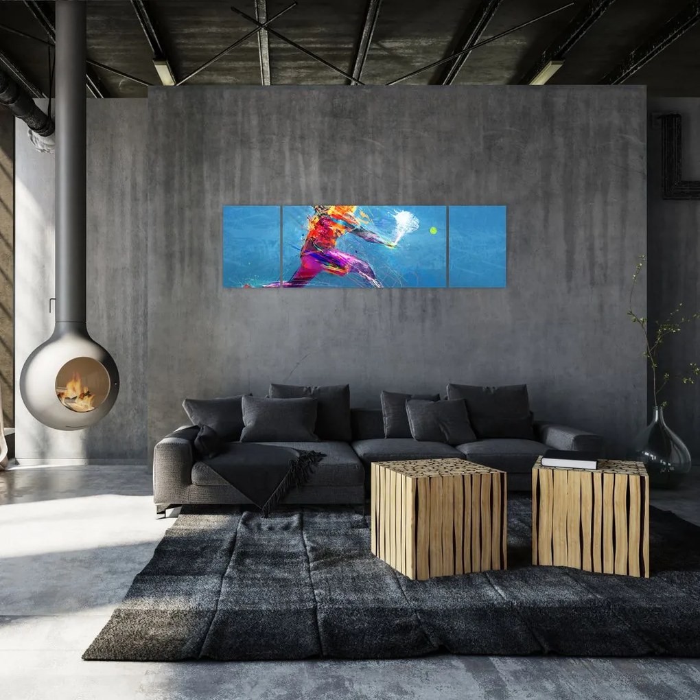 Obraz - Malowany tenisista (170x50 cm)