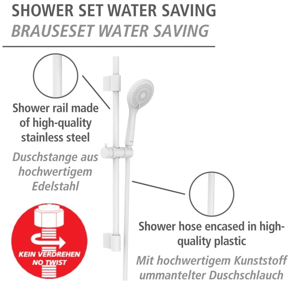 Biały zestaw prysznicowy ze stali nierdzewnej 70 cm Watersaving – Wenko