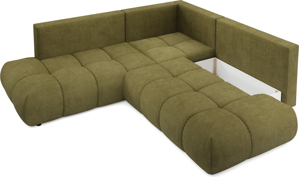 Masseno Narożnik DUCA z funkcją spania i pojemnikiem na pościel Narozniki L, Rozkładana sofa - Zielony, FLOW 12