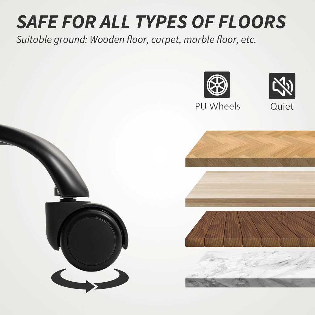 HOMCOM Fotel biurowy regulowany wysokościowo krzesło do biurka z podparciem lędźwiowym, podłokietnikami, podpórką na stopy, z ekoskóry, jasnoszary