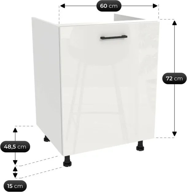Zestaw Mebli Kuchennych MODERN 200 cm Dąb/Biały Połysk Ryflowany Nowoczesny