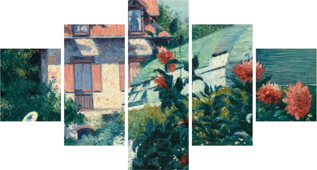 Obraz - Gustave Caillebotte, Dahlias, Garden at Petit Gennevilliers, reprodukcje (125x70 cm)