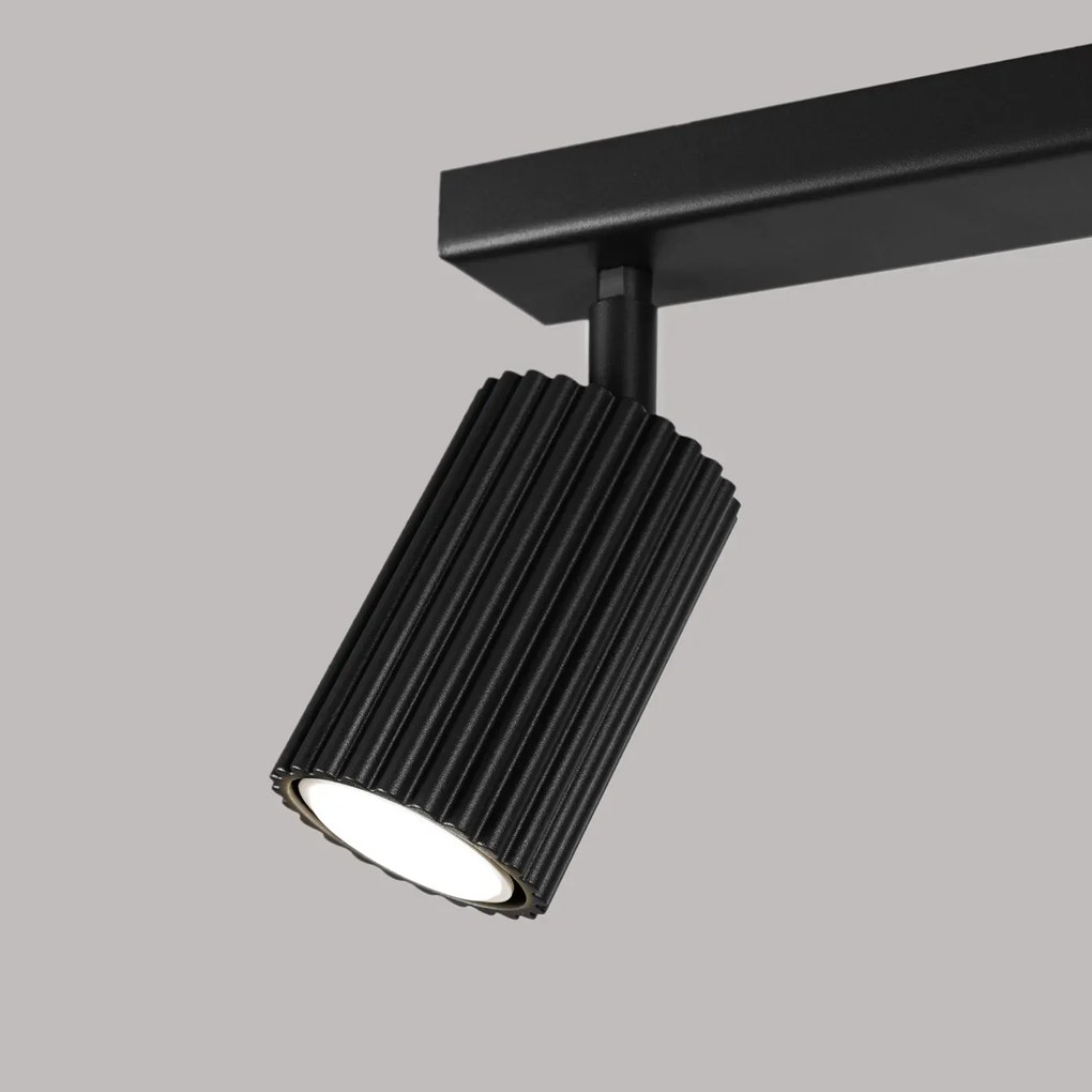 Listwa oświetleniowa 2-punktowa KARBON 2L czarna ryflowana SOLLUX  LIGHTING