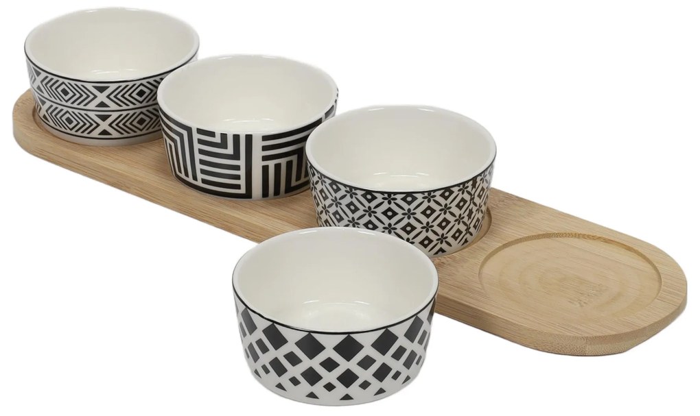 Zestaw do serwowania przekąsek, 4 miseczki, porcelana