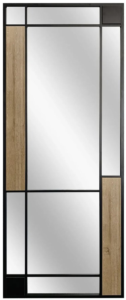 Loftowe lustro z elementami geometrycznymi dąb + czarny A8-L77