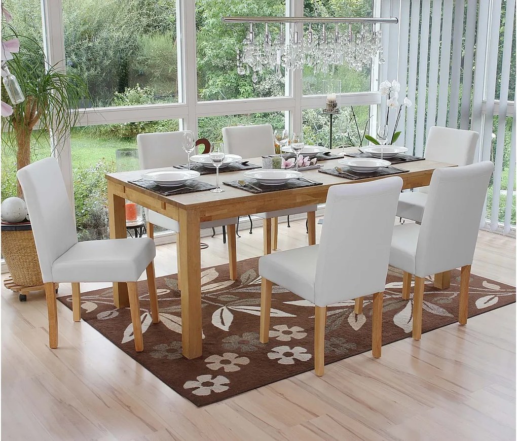 Zestaw 6 krzeseł do jadalni Littau ze sztucznej skóry,  imitacja skóry, matowy biały, jasne nogi