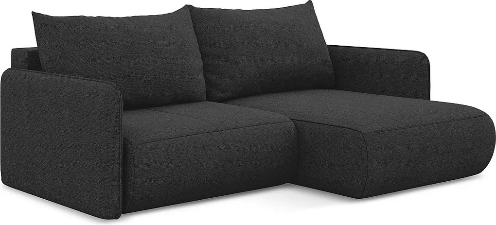 Narożnik prawostronny z funkcją spania - z tkaniny szenilowej - antracyt - NANEA