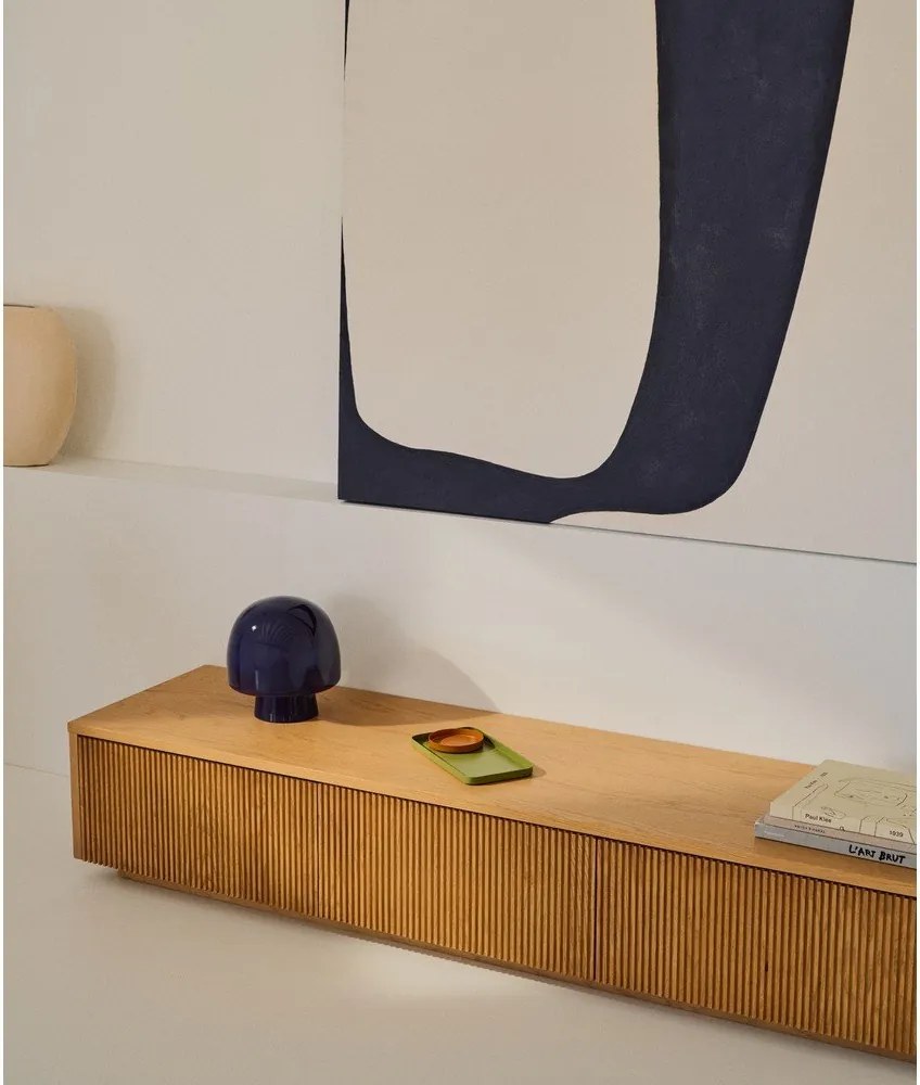 Ciemnoniebieska lampa stołowa ze szklanym kloszem (wysokość 20 cm) Reig – Kave Home