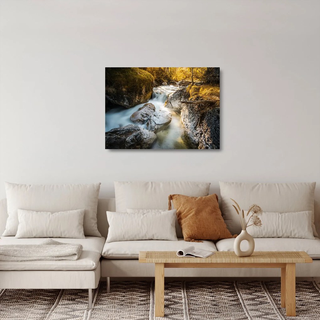 Obraz na szkle - Strumień leśny (70x50 cm)