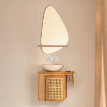 Zestaw Wiszących Mebli Łazienkowych Z Drewna Tekowego Georgy Drewno Tekowe & Cement - Sklum