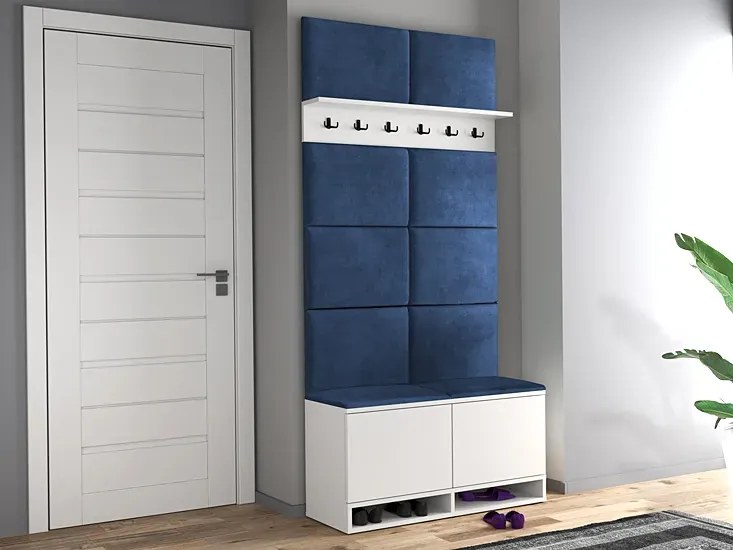 Garderoba do przedpokoju z wieszakami biały + granat R0-R00