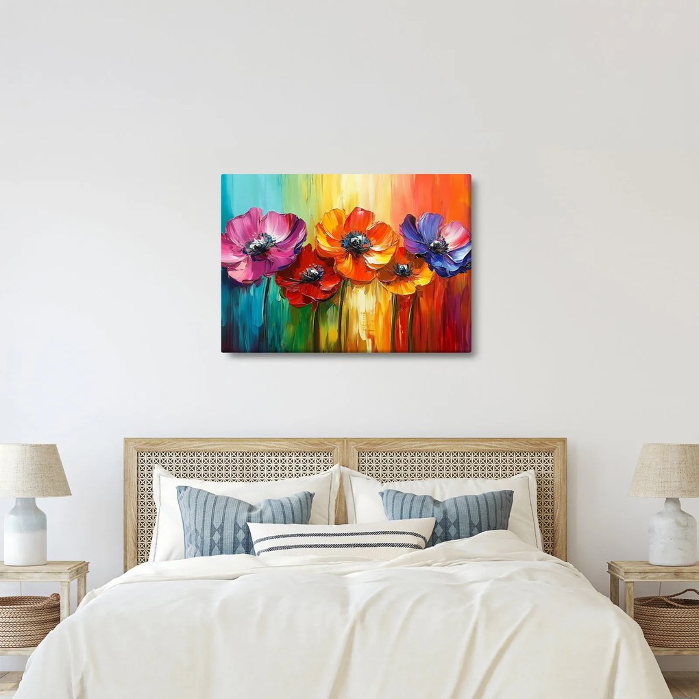Obraz - Pięć kolorowych kwiatów (70x50 cm)