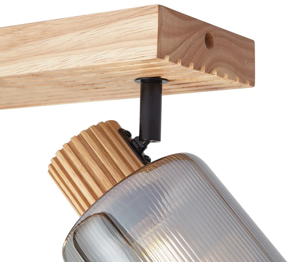 Nowoczesny reflektor drewniany z przydymionym szkłem 2-punktowy obrotowy i uchylny - Gracy Nowoczesny Oswietlenie wewnetrzne
