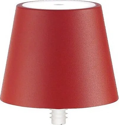 Lampa LED Poldina STOPPER marki Zafferano, przenośna i ładowalna, w kolorze czerwonym, z czasem pracy na baterii do 12 godzin.