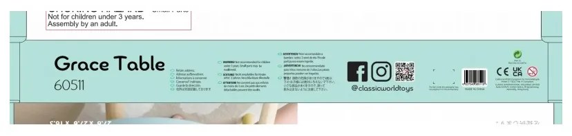 Classic world pastelowy stolik grace dla dzieci 3+