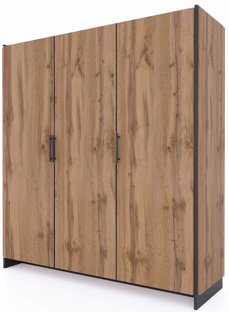 Szafa trzydrzwiowa do przechowywania dąb wotan + czarny C0-Z39