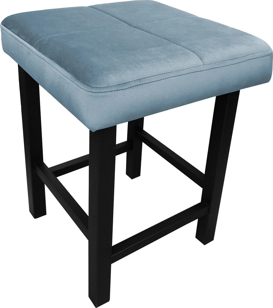 Taboret KLASYK tkanina Welur stelaż metalowy : Kolor Stelaża - Czarny , Kolor tkaniny - VELVET - BL06, Typ tkaniny - Velvet, Wysokość - 45 cm