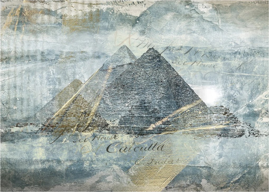 Obraz na szkle - Piramidy w niebieskim filtrze (70x50 cm)