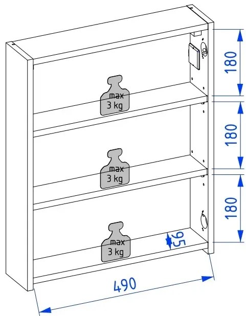Szafka łazienkowa z lustrem NEO 52 cm czarny mat z oświetleniem LED KROFAM