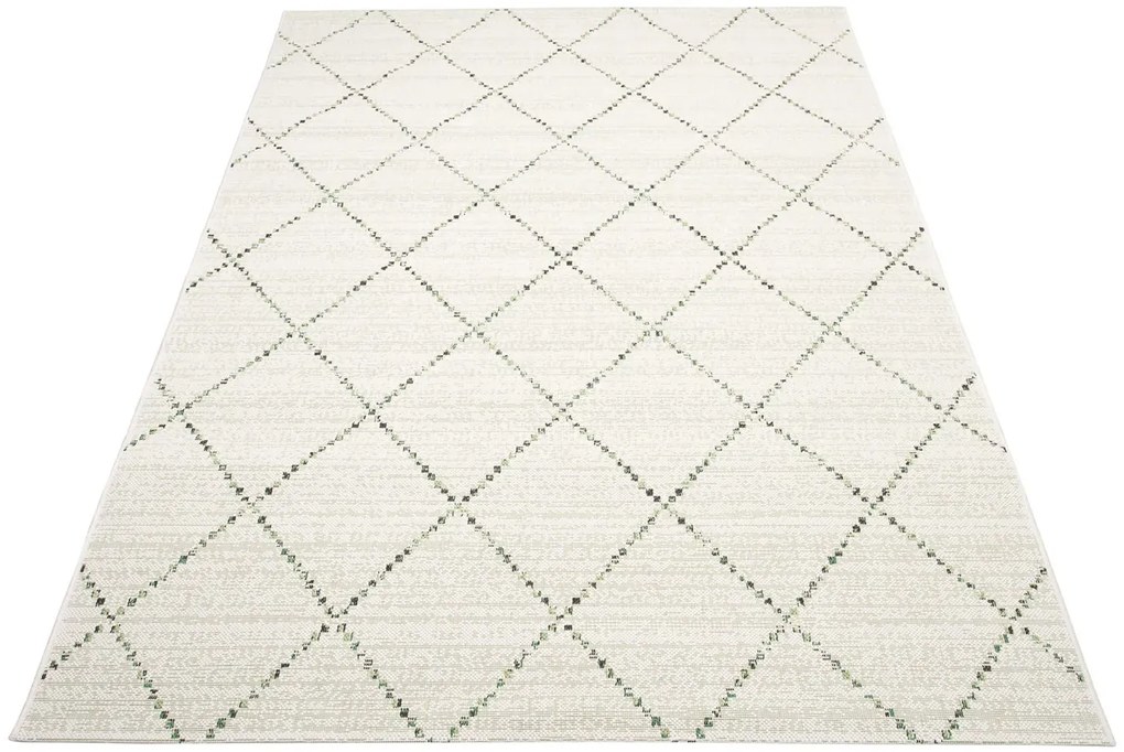 Kremowo-zielony dywan sznurkowy skandynawski T0-W76