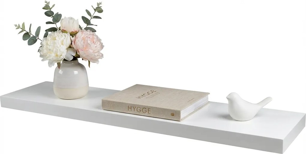 Półka ścienna SHELORA 120x23,5 cm, biała