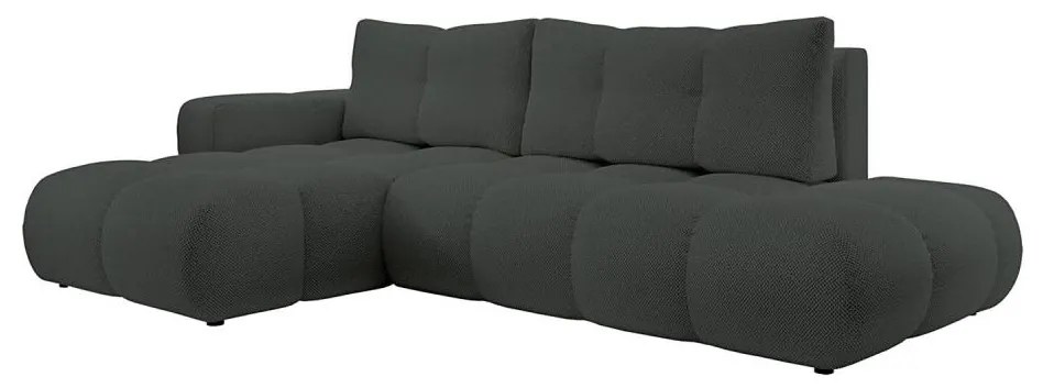 Rozkładany narożnik tapicerowany z pojemnikiem na przechowywanie w kształcie L ALMADA lewy antracyt