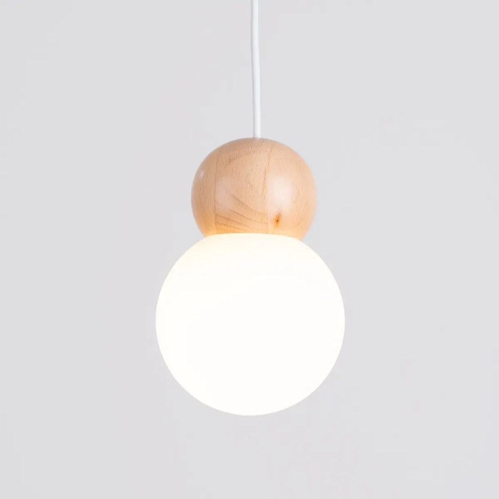 Lampa wisząca PEKKA 3P biała/naturalne drewno SOLLUX  LIGHTING