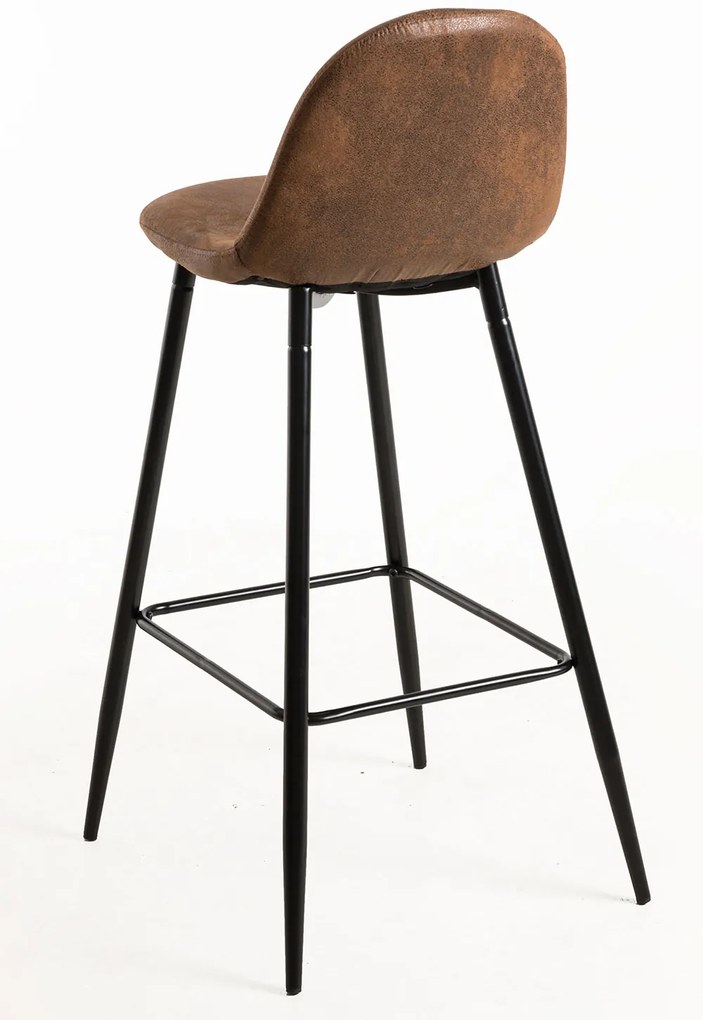 Zestaw 4 stoków Black Teok Leatherette Brown Vintage