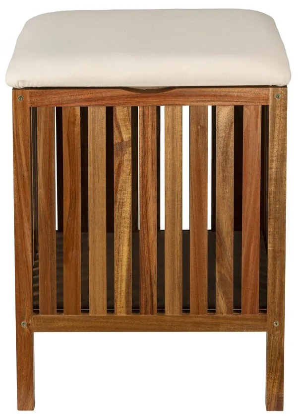 Drewniane siedzisko łazienkowe z koszem FONDI, wys. 52 cm