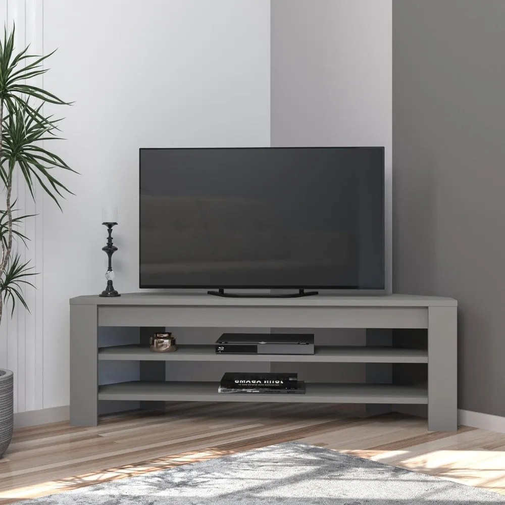 Szara szafka pod TV w dekorze dębu 120x40x30 cm Corner – Kalune Design