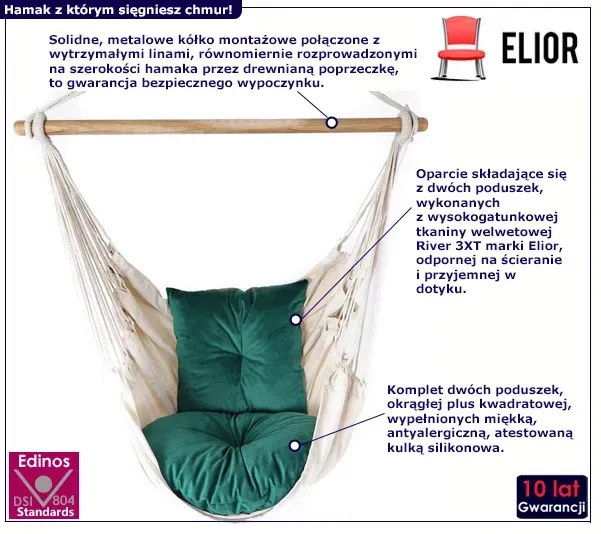 Zielony wiszacy fotel do pokoju - Wetar