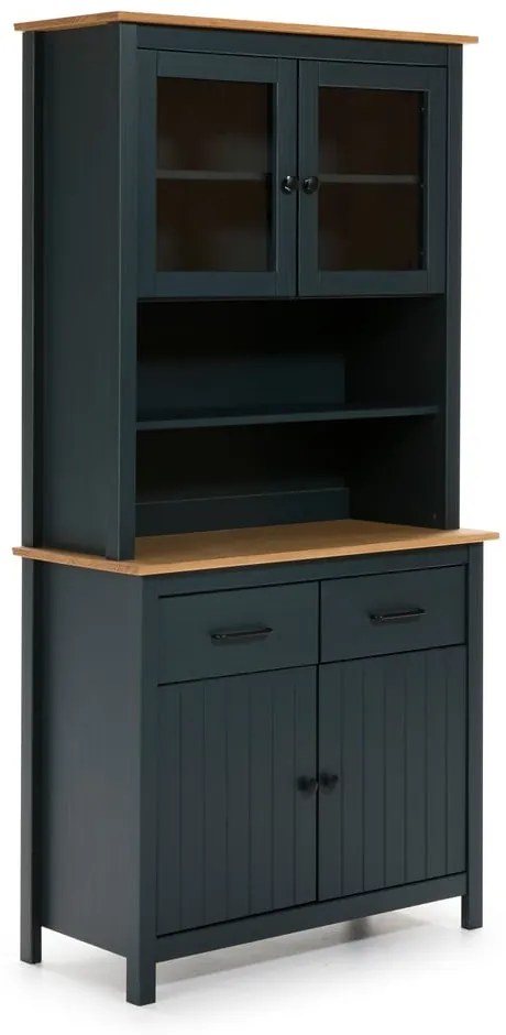 Ciemnoniebieska witryna z litego drewna sosnowego 90x180 cm Miranda – Marckeric