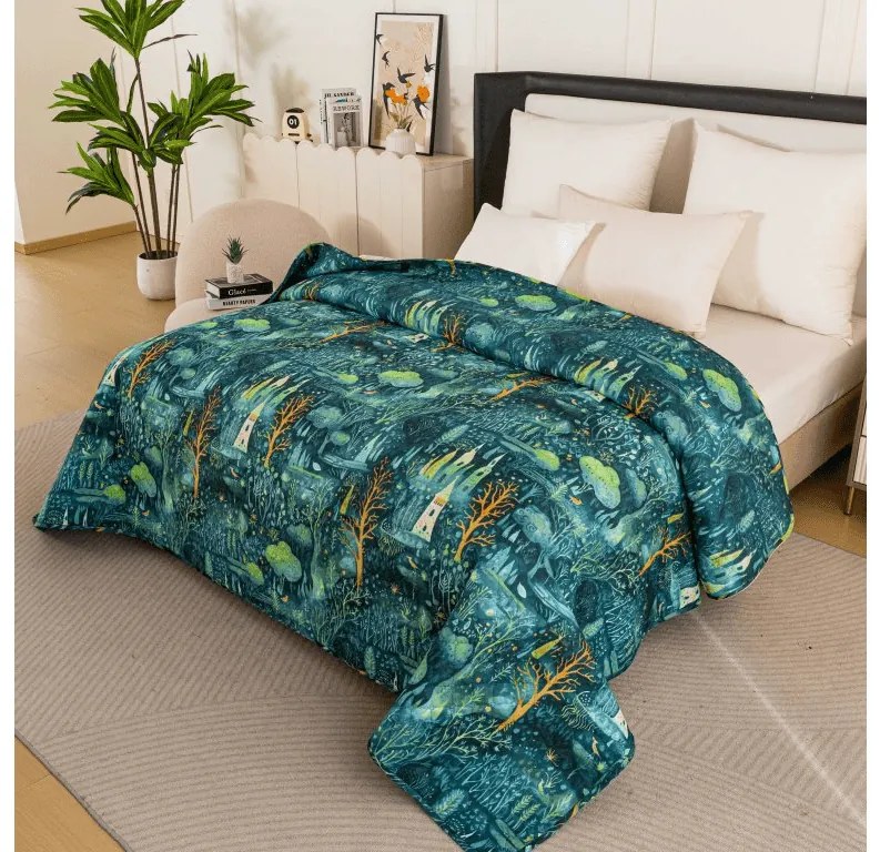 Narzuta na łóżko ze wzorem NEON FOREST, kolorowy Rozmiar: 220 x 240 cm