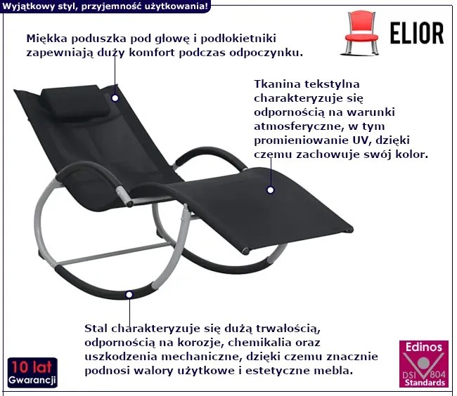 Czarny leżak ogrodowy bujany W9-T62