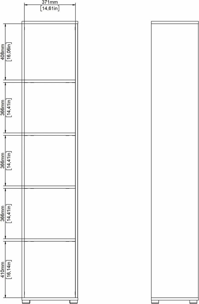 Wąski regał biurowy słupek 4 półki Sign 40 jackson hickory/szary mat