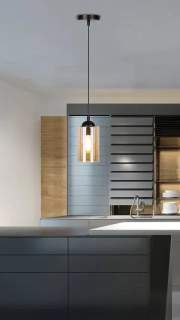 Pojedyncza lampa wisząca z brązowym kloszem 7X V141 M6-G53