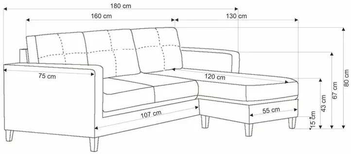 Popielata sofa z dostawianym podnóżkiem D8-D05