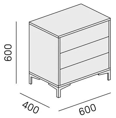 PLAN Komoda biurowa z 3 szufladami LAYERS, solidna podstawa, biała