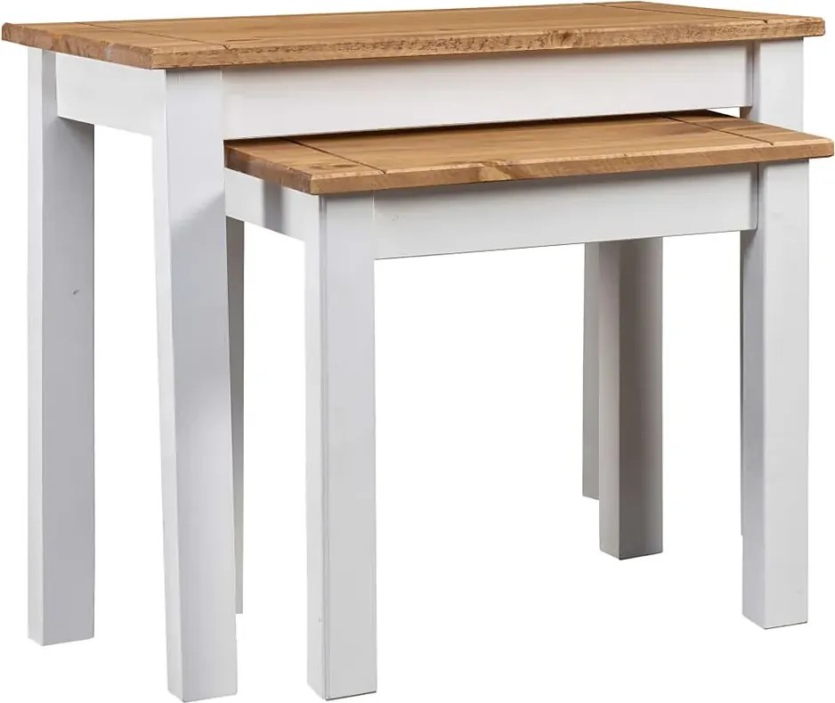 Skandynawski zestaw 2 białych stolików kawowych S9-T37