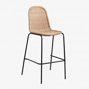 Zestaw 2 Składanych Wysokich Stołków Z Wikliny Reiven Czarna & ↑75 Cm - Sklum